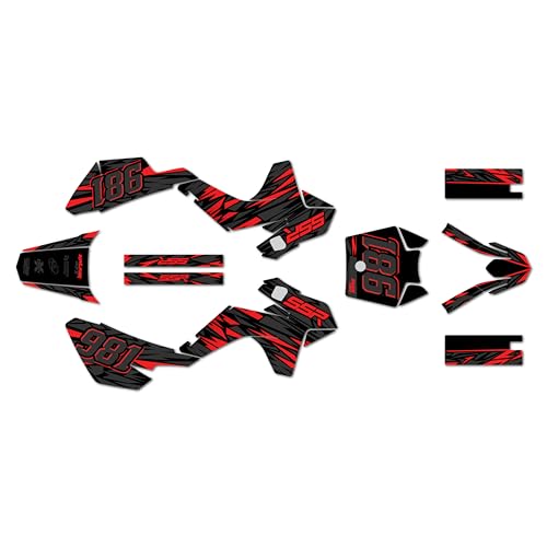 Graphics Kit for SSR SR70, SR110, and SR125 (2021+) Twitch Series Red 9 Mil - Easy Go - Dirt Pit Bike Motorcycle Sticker, Dirtbike Racing Decal Motocross Accessories no-Plastics - color: Red, size: 9 Mil - Easy Go