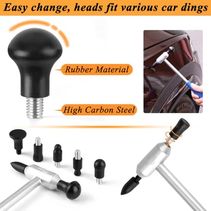Paintless Dent Repair Kit with Enhanced Glue Tabs,Car Dent Removal Tool Set for Hail Damage, Door Dings, Body Dents – Includes PDR Hammer,100W Hot Glue Gun, Suction Cup & Repair Accessories - color: Yellow