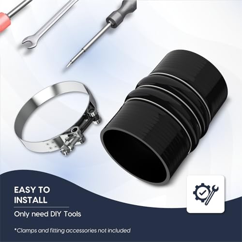 Endure 4"(102mm) Turbo Intercooler Hose, CAC Silicone 4-Ply - Black - color: Black, size: 4Inch-(102mm)