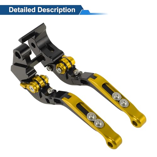 Brake Clutch Levers for Kawasaki ZX636R 00-04 Black Gold Tone - color: Black Handle Gold Tone End