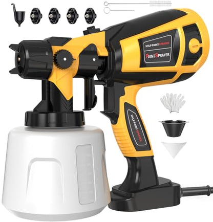 1000W Paint Sprayer - HVLP Electric Spray Paint Gun with 4 Copper Nozzles & 3 Patterns, Power Painter for House Painting, Furniture, Cabinets, Fence, DIY Black - color: Bright Black