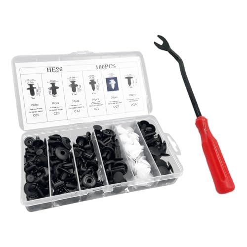LAINLOY 100PCS Plastic Car Body Trim Clips with Tool, Car Bumper Clips, Red - size: 100 Pieces with Tool
