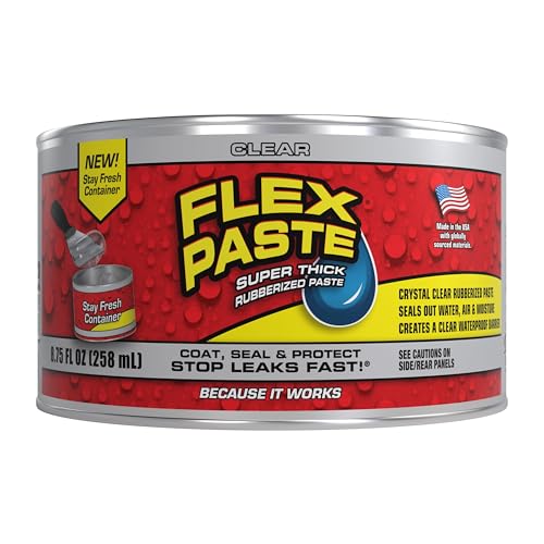 Flex Paste Rubberized Waterproof Sealant Paste, Clear, Half-Quart - size: Half-Quart