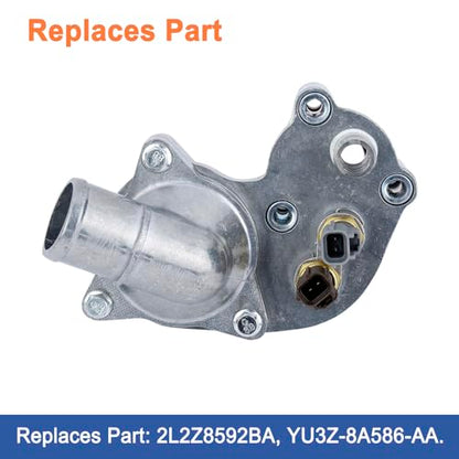 Upgrade Aluminum thermostat Housing assembly.Fit for Mercury Mountaineer 4.0L 1998-2001, Ford Explorer 4.0L 1997-2001.Replaces Part # 2L2Z8592BA.