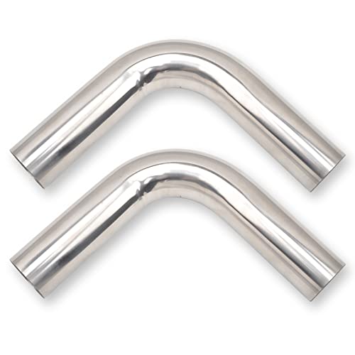 2 Inch 90 Degree DIY Custom Mandrel Exhaust Pipe Tube Pipe, T304 Stainless Steel, Universal Fit, 18.1 Inch End to End Length, 2'' OD Mandrel Bend Pipe 2PCS - size: 2''OD-90 Degree-2PCS