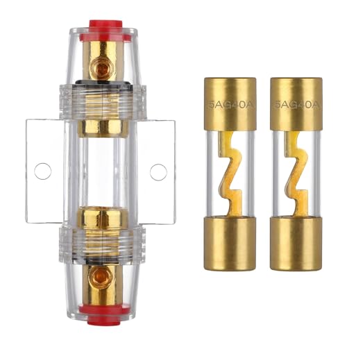 VEXUNGA 4-8 Gauge AWG Inline 40 Amp Fuse Holder with 40A AGU Fuses for Car Audio Alarm Amplifier Subwoofer in-line Fuse Holders (40Amp) - size: 40A