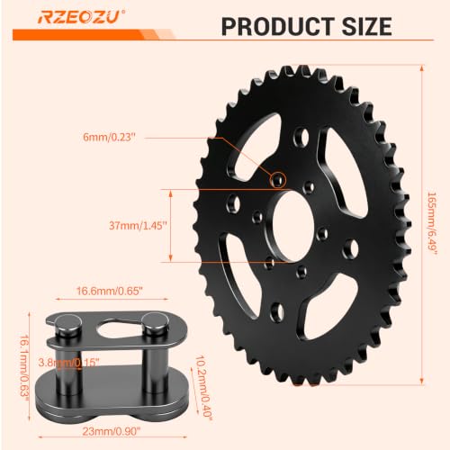40 Tooth Rear Sprocket 37mm Bore for #40 41 420 Chain CT100U GMB100 - color: Black-40 Tooth