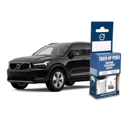 Volvo Touch Up Paint Pen, Includes Base Coat and Clear Coat, 2 x 9 ml (0.3 fl oz), OEM Factory Original (019 Black Stone) - color: 019 Black Stone