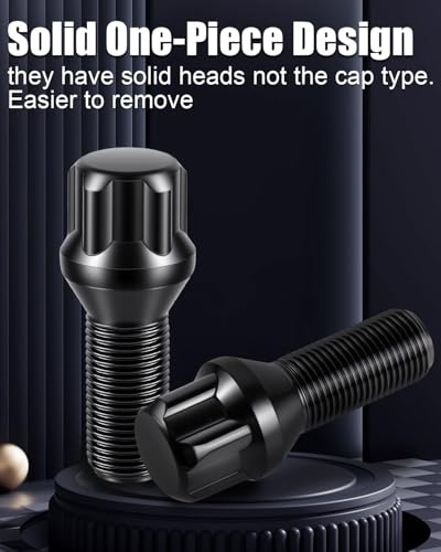 GAsupply 14x1.25 Lug Bolts 4 Locks +1 Key, 28mm Shank Length, Conical Seat - color: Black, size: 14x1.25-Cone Seat