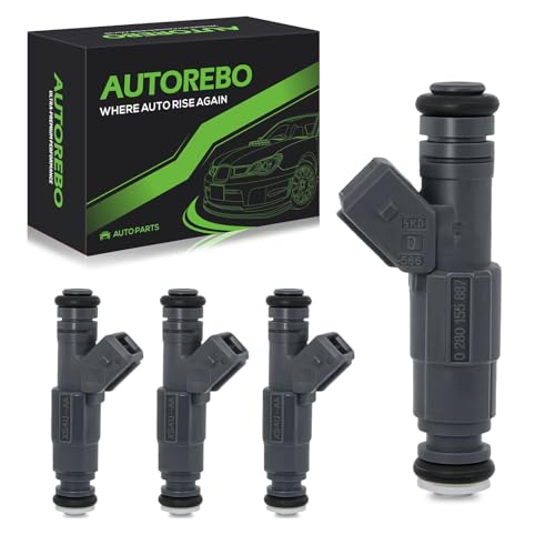 Fuel Injectors Set of 4 Compatible with Ford Escape Focus Escort Contour & Mercury Cougar Mystique 2.0L & Mazda Tribute, L4 2.0L # 0280155887 FJ303 XS4Z-9F593-AB XS4Z9F593AB XS4Z-9F593-AC XS4Z9F593AC - size: FJ303