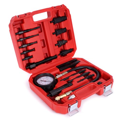 MPLUS 18pcs Diesel Engine Cylinder Compression Tester Pressure Test Tool Kit 1000 PSI