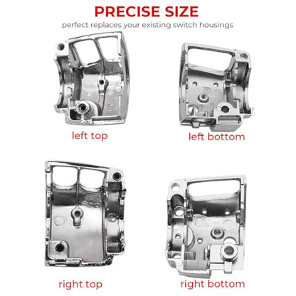 Handlebar Switch Kit Switch Housing W/Button Cover Cap Fits for Harley 2002-2017 VRSC/1996-2012 Sportster/1996-2011 Dyna Softail/1996-2013 Road King Models (Chrome) - color: Chrome