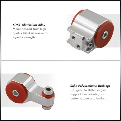 AJP Distributors JDM Billet Aluminum Steel Engine Motor Mounts Kit Polyurethane Bushings Set Compatible/Replacement For Civic Si FG FA FD K20 K24 Manual 2006 2007 2008 2009 2010 2011 06 07 08 09 10 11