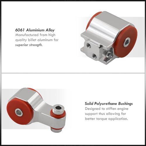 AJP Distributors JDM Billet Aluminum Steel Engine Motor Mounts Kit Polyurethane Bushings Set Compatible/Replacement For Civic Si FG FA FD K20 K24 Manual 2006 2007 2008 2009 2010 2011 06 07 08 09 10 11