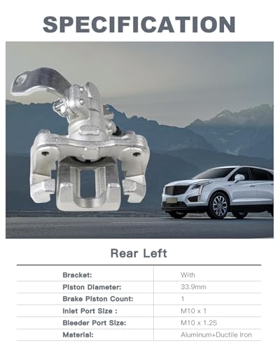 Rear Left Disc Brake Caliper Compatible with 2006-2015 Honda Civic EX EX-L Si, 2009-2015 Civic Hybrid/Hybrid-L, Civic MUGEN Si, Acura ILX – Rear Driver Side Caliper, Replaces OE 19-B3299 19B3299, 1PC - size: 19B3299-L