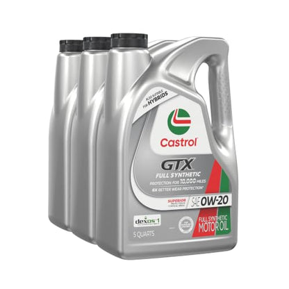 Castrol GTX Full Synthetic 0W-20 Motor Oil, 5 Quarts, Pack of 3 - size: 5 Quarts, Pack of 3