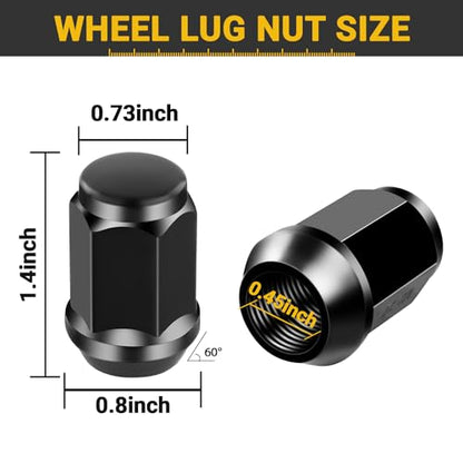 Golf Cart Wheel Lug Nuts, Black Lug Nut for Club Car & EZGO Golf Cart Model, 1/2"-20 Size, Set of 16 Pack-Black - color: Black