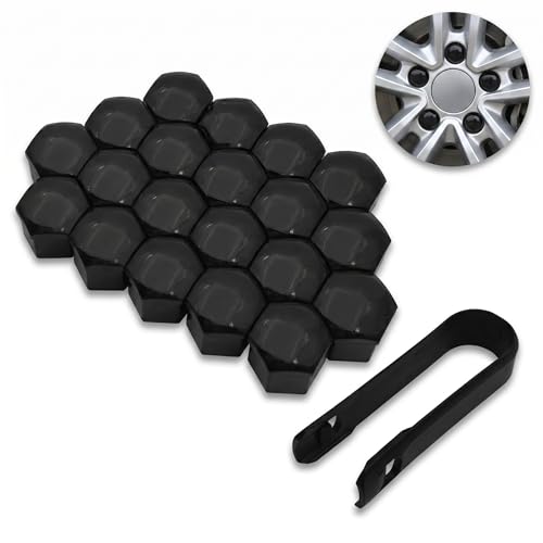 20PCS Lug Nut Covers, 21mm Car Hexagonal Wheel Bolt Covers Caps with Removal Tool, Dustproof Anti-Rust Auto Hub Screw Bolt Head Tire Protector, Universal Lug Nut Cap for Car SUV Truck (Black) - color: Black #21mm