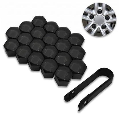 20PCS Lug Nut Covers, 21mm Car Hexagonal Wheel Bolt Covers Caps with Removal Tool, Dustproof Anti-Rust Auto Hub Screw Bolt Head Tire Protector, Universal Lug Nut Cap for Car SUV Truck (Black) - color: Black #21mm