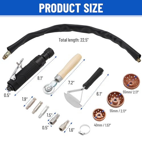Air Tire Repair Polish Patch Tools, Include 2500rpm Low Speed Air Tire Buffer Tire Inner Liner Scrapper Patch Roller Tungsten Steel Buffing Wheel
