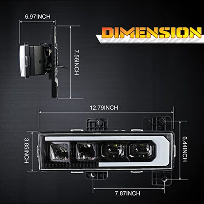 LED Headlight Assembly with DRL Compatible with 1988-1998 Chevy GMC