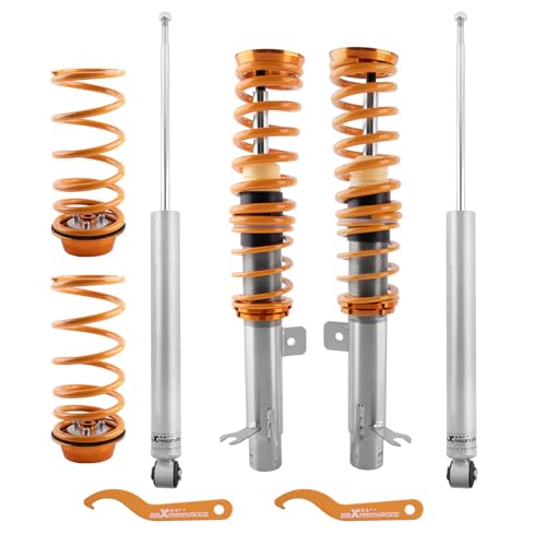 maXpeedingrods Coilovers for Ford Focus MK1 1998-2004, Height Adjustable Coilovers Suspension Kit Struts, Preset Damping Shock Absorber Struts, Lowering Kit Gold