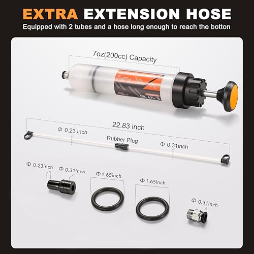 FOUR UNCLES Fluid Transfer Syringe for Engine Oil & Gear Oil 200cc - size: 200cc