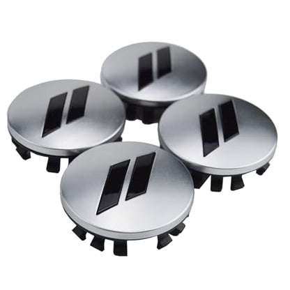 (Set of 4) 63mm=2.5 inches // Slash Wheel Center Cap Covers HubCap Emblem Badge Trim for Dodge Charger Challenger Durango Hornet Dart R/T SRT Magnum Nitro Journey Caliber Avenger and Ram and Jeep - color: black // on silver cap