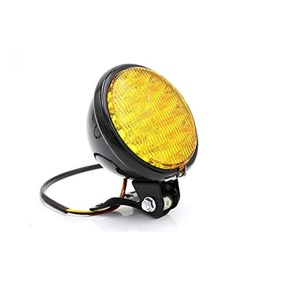 0011 Universal Motorcycle Headlight 5'' Head Lamp Front for Chopper Bobber Cruiser Black Yellow - color: black yellow