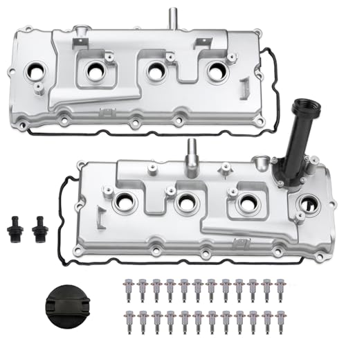 Aluminum Valve Cover Set w/Gasket Bolts Compatible with 2007-2017 Nissan Armada NV2500 NV3500 Titan Pathfinder Infiniti QX56 5.6L Replace 13264ZE01A 132647S000 - color: White (Upgrade Aluminum)