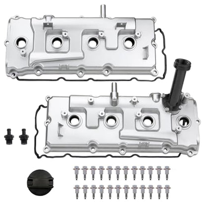Aluminum Valve Cover Set w/Gasket Bolts Compatible with 2007-2017 Nissan Armada NV2500 NV3500 Titan Pathfinder Infiniti QX56 5.6L Replace 13264ZE01A 132647S000 - color: White (Upgrade Aluminum)