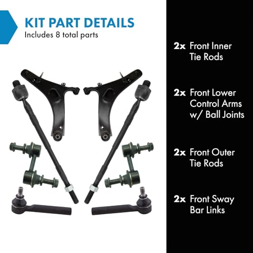 TRQ Front Steering & Suspension Kit Control Arm with Ball Joint Sway Bar - style: PSA48852
