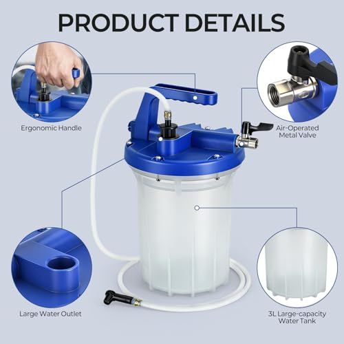 3L Vacuum Brake Bleeder Kit, Vacuum Pump Kit, ABS Brake Bleeding Tool with Large Tank, Lightweight Precision Flow Control System, Suitable for Cars, Motorcycles, Trucks, and SUV
