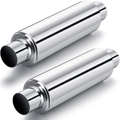 Relaxweex 2 Pcs 2.5" Inlet Exhaust Resonator, 2.5" Inlet 2.5" Outlet 16" Overall Length Muffler Resonator Stainless Steel(Silver) - color: Silver, size: 2.5" Inlet 16" Overall Length