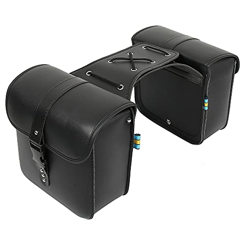 Motoforti Pair Motorcycle Saddlebag Side Tool Bags Cycling Luggage Bag Waterproof Quick Release Buckles - color: Black
