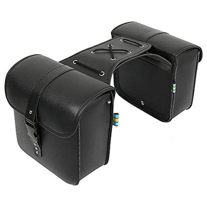 Motoforti Pair Motorcycle Saddlebag Side Tool Bags Cycling Luggage Bag Waterproof Quick Release Buckles - color: Black