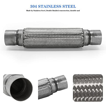 Exhaust Flex Pipe 2.5"x12" Heavy Duty Stainless Steel 16" OL - size: 2.5"x12"x16"