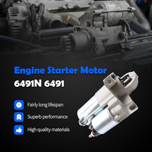 6491N Starter Motor - Compatible with Chevy, GMC, Buick, Pontiac - size: 6491N