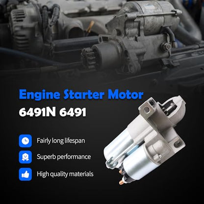 6491N Starter Motor - Compatible with Chevy, GMC, Buick, Pontiac - size: 6491N