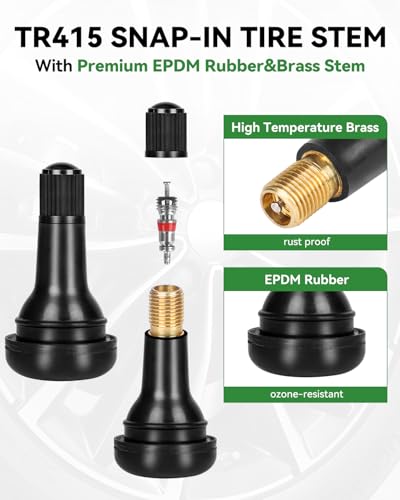 50Pcs TR415 Snap-in Tubeless Tire Valve Stems, Fits 0.625" Rim Holes - size: TR415