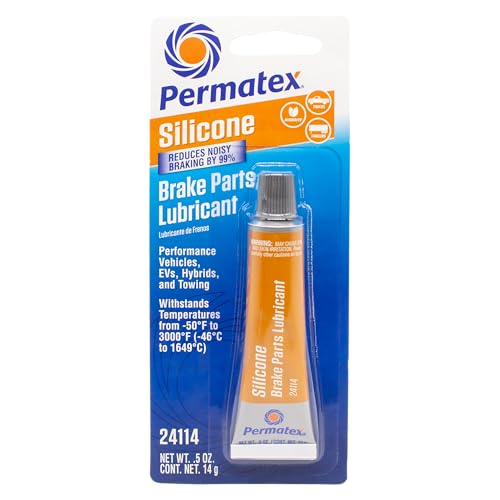 Permatex 24114 Silicone Brake Parts Lubricant, Eliminates Noisy Braking, Fortified with Ceramic Solids, Non-Melting Formula Compatible with Metal, Rubber & Plastic, .5 Fl Oz. - color: Silicone Extreme Brake Parts Lubricant, size: .5 Fl Oz. (1 Vehicle)