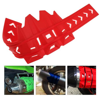 Motorcycle Universal Exhaust Heat Shield Cover Muffler Pipe Guard Leg Anti Hot Silencer Guard Anti-scalding Protector Ring For Muffler Tailpipe（Red） - color: Red