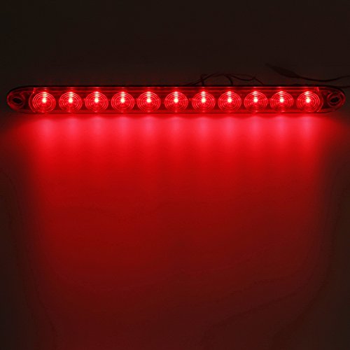 Partsam 2pcs 15" inch Clear Lens Red 11 LED Flange Mount Trailer Truck RV Stop Turn Signal Tail Lamps 3rd Third Brake Light Bar Warning Light ID Bar