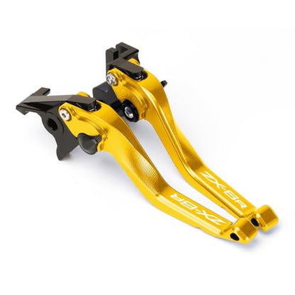 Short Brake Clutch Levers Compatible with K.awasaki Ninja ZX6R 2019 2020 2021 2022 2023 2024 2025 2026 | Front Shorter Levers Handles ZX-6R ZX 6R ZX636 Ninja636 Accessories (Gold) - color: Gold