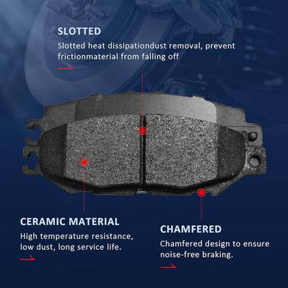 Replacement for Front & Rear Ceramic Disc Brake Pads Set 2007-2011 Honda CR-V 2010-2012 Acura RDX - style: D1086-D1521