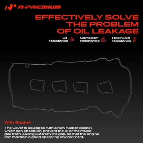 A-Premium Engine Valve Cover with Valve Cover Gasket Compatible with Mercedes-Benz C180 2011-2012, C200/E250 2011-2014, C250 2012-2015, E200 2012-2013, SLK200/SLK250 2012-2015, L4 1.8L