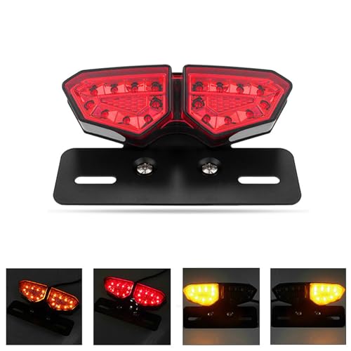 Red Motorcycle Tail Light with License Plate Bracket - color: Red