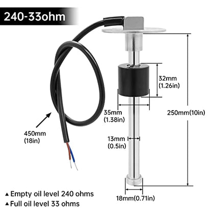 ARTILAURA Fuel Sending Unit and Gauge Kit Boat Marine Fuel Tank Sender - color: White, size: 10"sensor+gauge