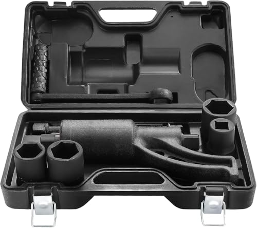 Semi Truck Big Rig, RV and Heavy Equipment Torque Wrench Multiplier with 4-Sockets (Gear Ratio: 1:58) (With Case) - style: With Case