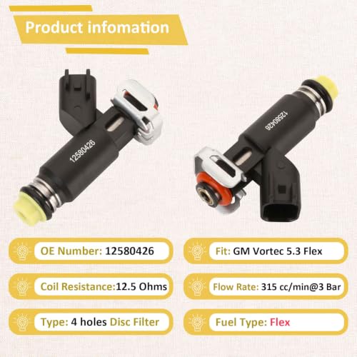 Compatible with/GM 2002-2006 Vortec 5.3 Flex Fuel Injectors